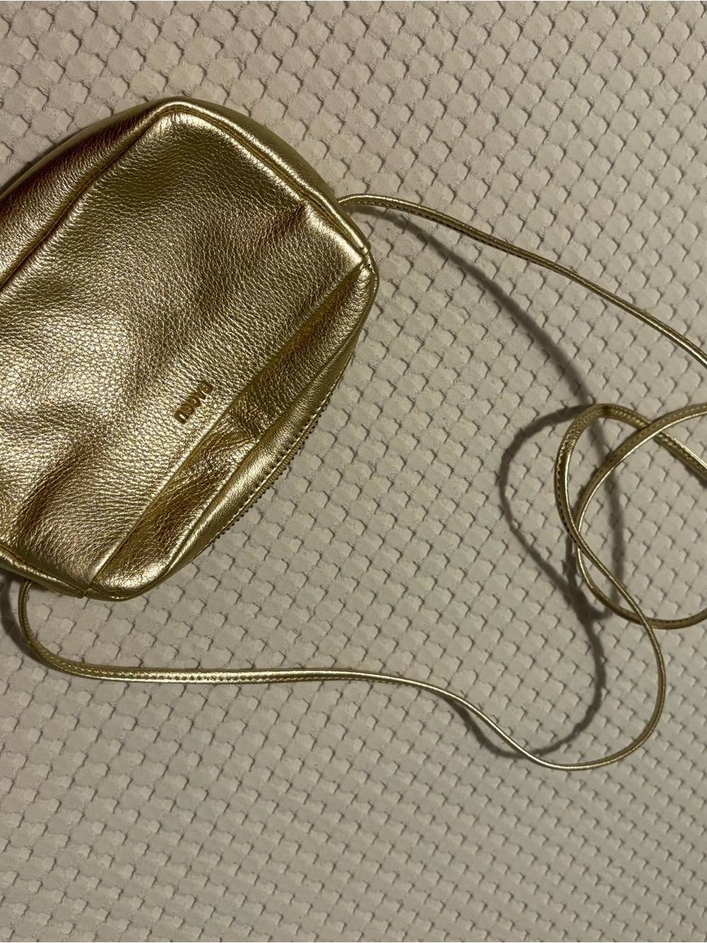 Gold Metallic leather Crossbody Bag by Baggu